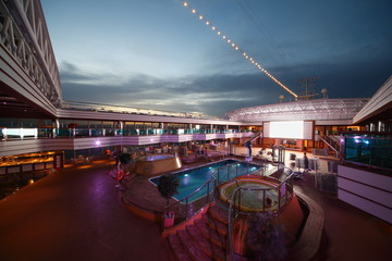 Swimming Pools on deck of  newest cruise ship