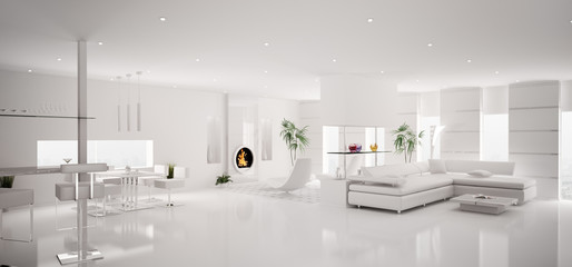Weisses Apartment Interior Panorama 3d render