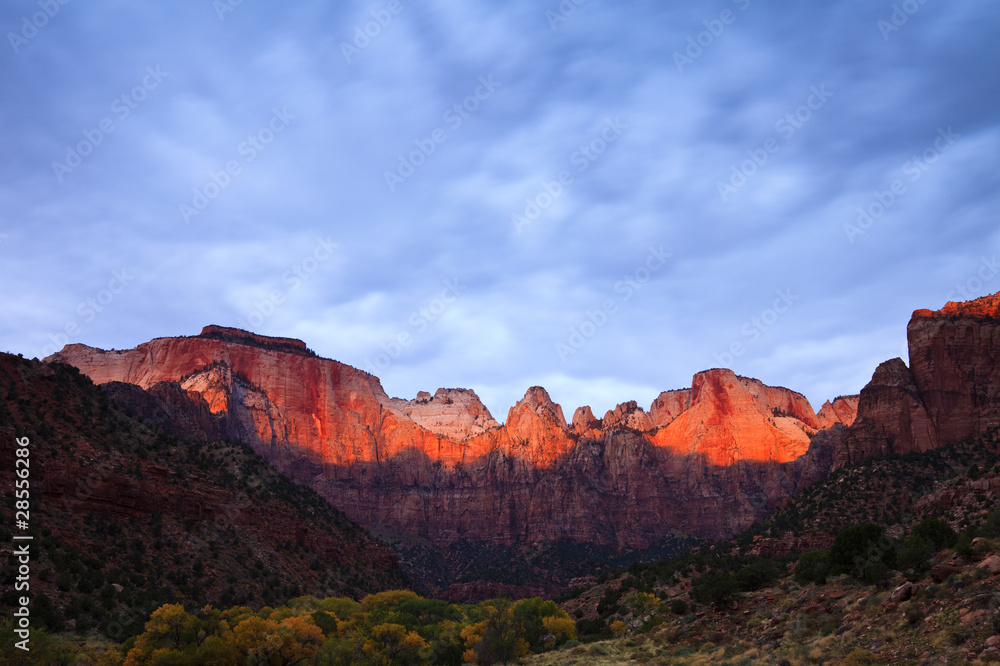 Wall mural towers of the virgin dramatic sunrise