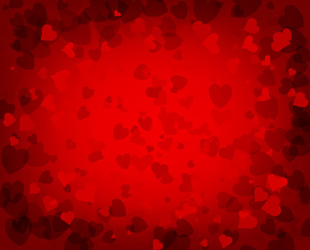 red background with scattered hearts