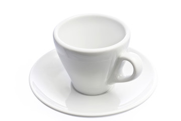 Empty espresso coffee cup isolated over white