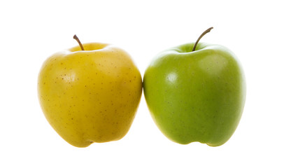 The green and yellow apple, is isolated on the white