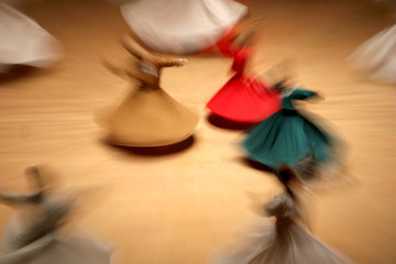 Mevlana dervishes dancing in the museum
