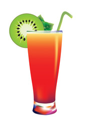cocktail isolated illustration tequila sunrise with kiwi