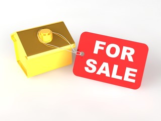 A gold house with a price tag