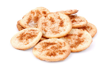Homemade cookie with cinnamon, isolated on white background