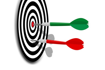 Dartscheibe zwei Dartpfeile