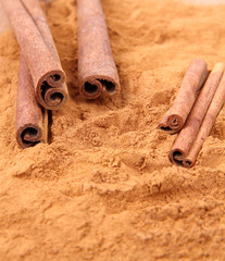Cinnamon sticks and ground cinnamon