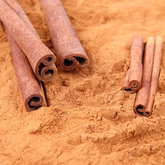 Cinnamon sticks and ground cinnamon