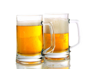 Two glasses about beer, isolated.
