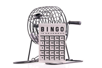 Bingo Card on Bingo Ball Cage