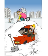 Naklejka premium Snow, mountain, Cartoon, caricature, comic, fan