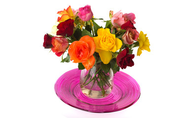 Vase with bouquet roses