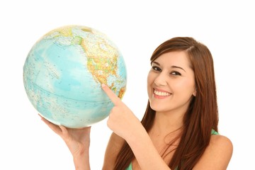 Beautiful Girl with World Globe