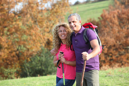 Couple On A Hiking Day