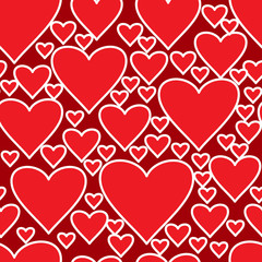 Abstract red background with hearts