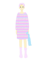 やわらかいパジャマを着た女の子