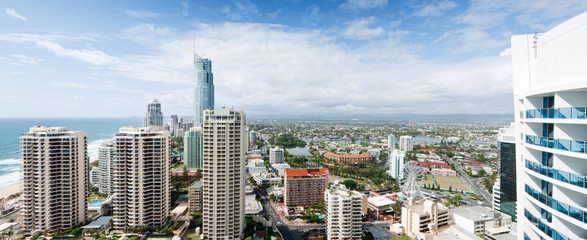 panoramic view over the modern city during