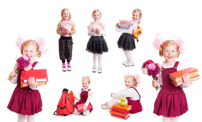 schoolgirl isolated on white