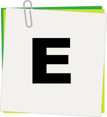 Postit with letter E