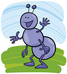 cartoon illustration of funny ant