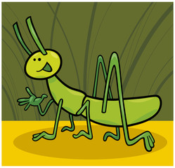 cartoon illustration of funny grasshopper