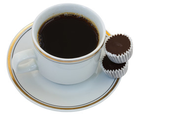 white cup and black coffee