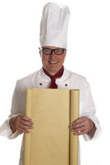 Koch mit leerem Blatt Papier