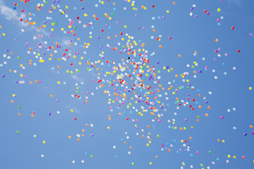 Сolored balloons in the blue sky