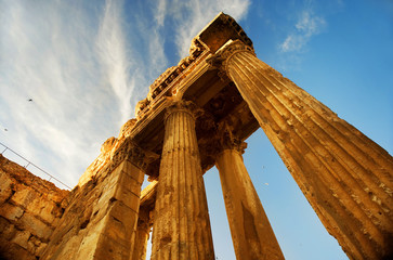 Lebanon. Old Ruins. Roman Columns in Baalbeck