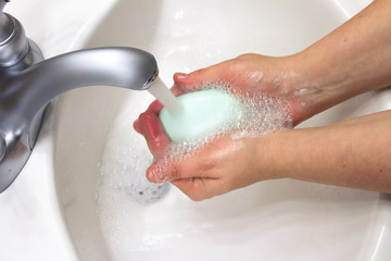Fototapeta premium cleaning hands with soap