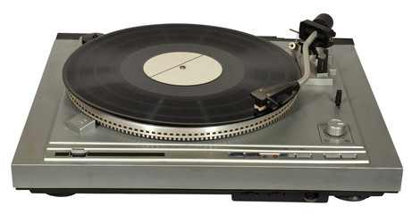 Vintage gramophone with a gramophone record.