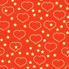 Background with golden hearts and stars