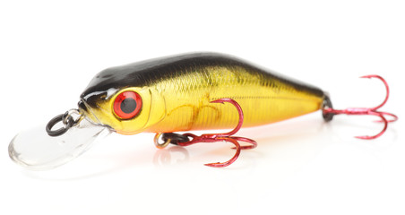 Plastic fishing lure (wobbler) isolated on white