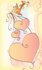 background with bird and hearts