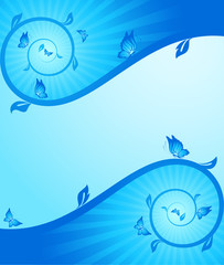 Beautiful abstract flower with butterflies