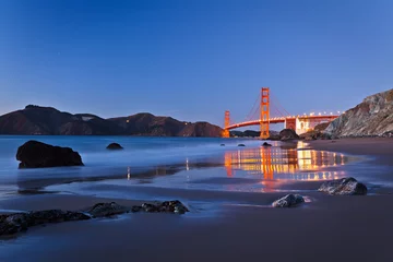 Door stickers San Francisco Golden Gate Bridge after sunset, San Francisco