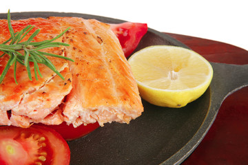 grilled salmon on pan