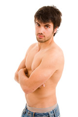 young sensual man on a white background