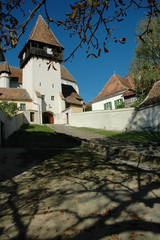 The fortified saxon church of Bazna. Transylvania, Romania