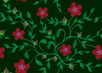 Fototapete Rund vector seamless dark green floral texture © pavalena