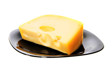 Cheese on a plate, isolated.