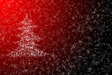 Red background with a fur-tree. New year.