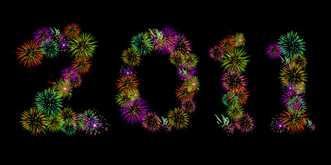 2011 fireworks vector black #000000 bg