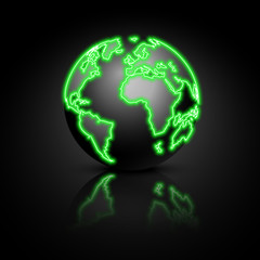 Globe on a black background. Vector illustration.