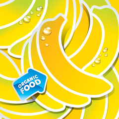 Background from bananas with an arrow by organic food
