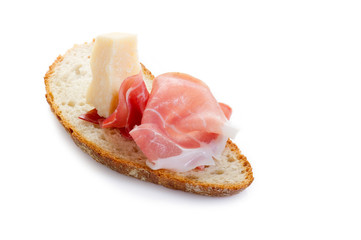 slice bread with parma ham and grana -pane prosciutto grana