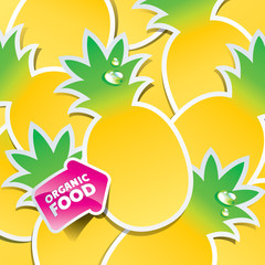 Background from pineapple with an arrow by organic food