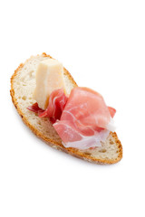 slice bread with parma ham and grana -pane prosciutto grana