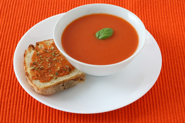 Tomato soup with toast